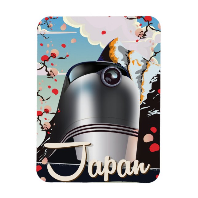 Imán Poster de viajes de la vieja usanza de Japón. (Vertical)
