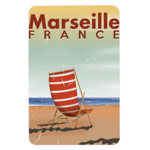 Imán Poster de viajes de Marseille France vintage