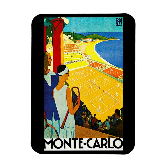 Imán Poster de Viajes de Monte Carlo Vintage (Vertical)