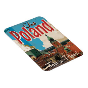 Imán Poster de Viajes de Polonia Vintage