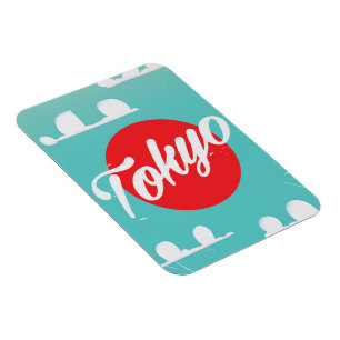 Imán Poster de viajes del sol naciente en Tokio