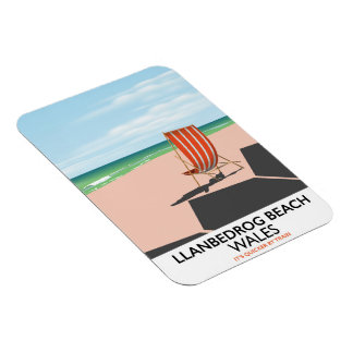 Imán Póster de viajes en la playa de Llansmg Beach Wale