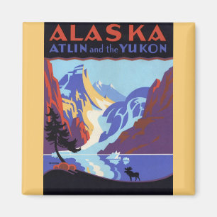 Imán Poster de Viajes Vintage, Atlin y Yukón, Alaska