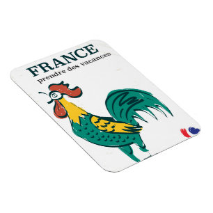 Imán Poster de viajes vintage de cockerel de Francia