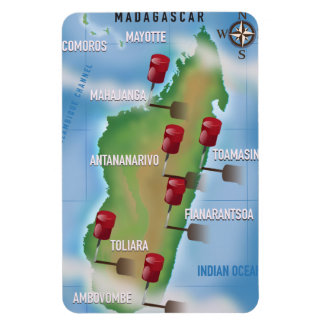 Imán Poster de viajes vintage de Mapa de Madagascar.