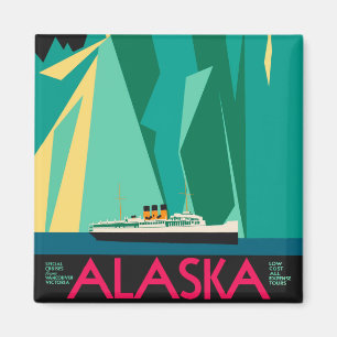 Imán Poster de Viajes Vintage, Glaciar Taku, Alaska