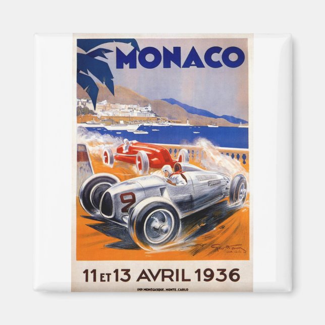 Imán poster de viajes vintage montecarlo-monaco (Frente)