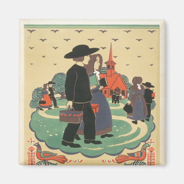 Imán Poster de Viajes Vintage que promueve Pennsylvania (Frente)