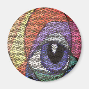 Imán Poster de vidrio con aspecto fractal de ojos azule