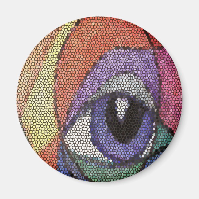 Imán Poster de vidrio con aspecto fractal de ojos azule (Frente)
