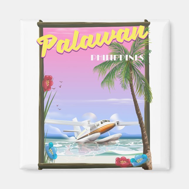 Imán Póster de vuelo a Palawan Filipinas (Frente)