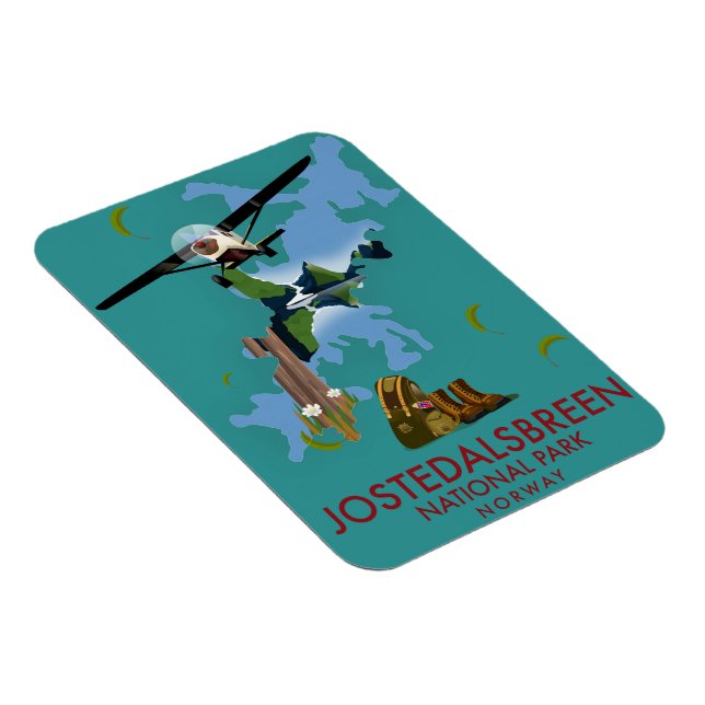 Imán Póster de vuelo del Parque Nacional Jostedalsbreen (Lado Derecho)