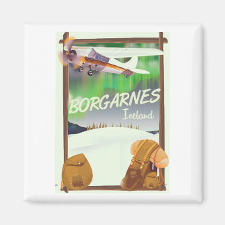 Imán Poster de vuelos de Borgarnes de Islandia