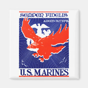 Imán Poster del Cuerpo del Marines de WWII