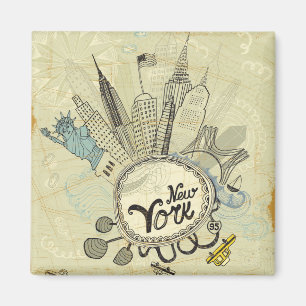 Imán Poster del Doodle de Nueva York