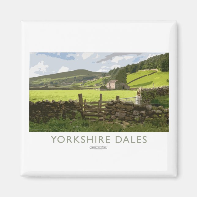 Imán Poster del ferrocarril de Yorkshire Dales (Frente)