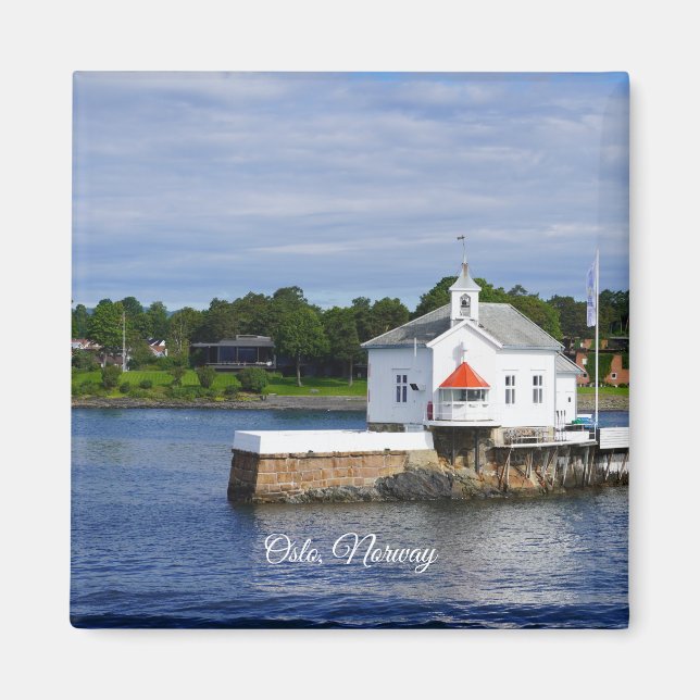 Imán Poster del fiordo de Oslo y Noruega (Frente)