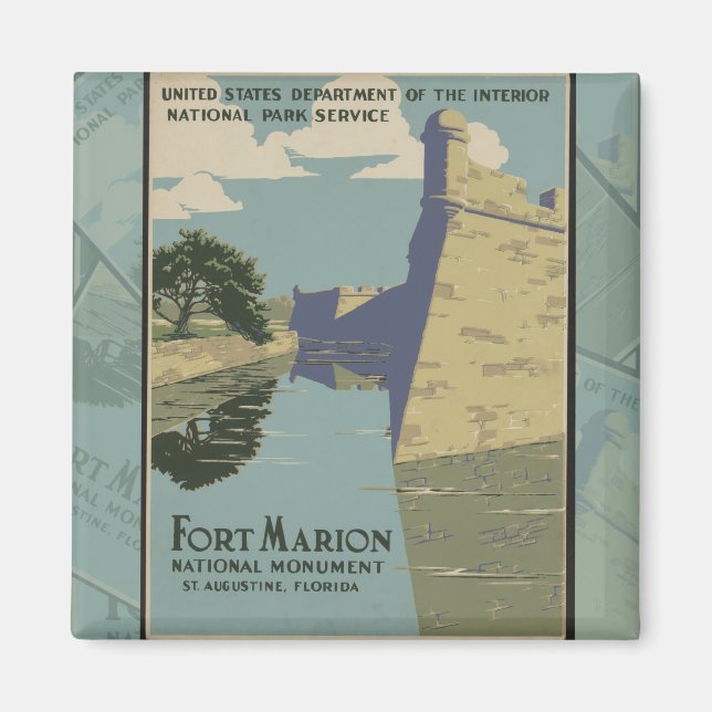 Imán Poster del Fuerte Español de St. Augustine Florida (Frente)