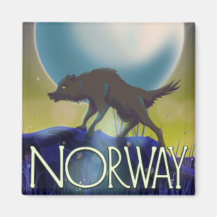 Imán Póster del lobo de Noruega