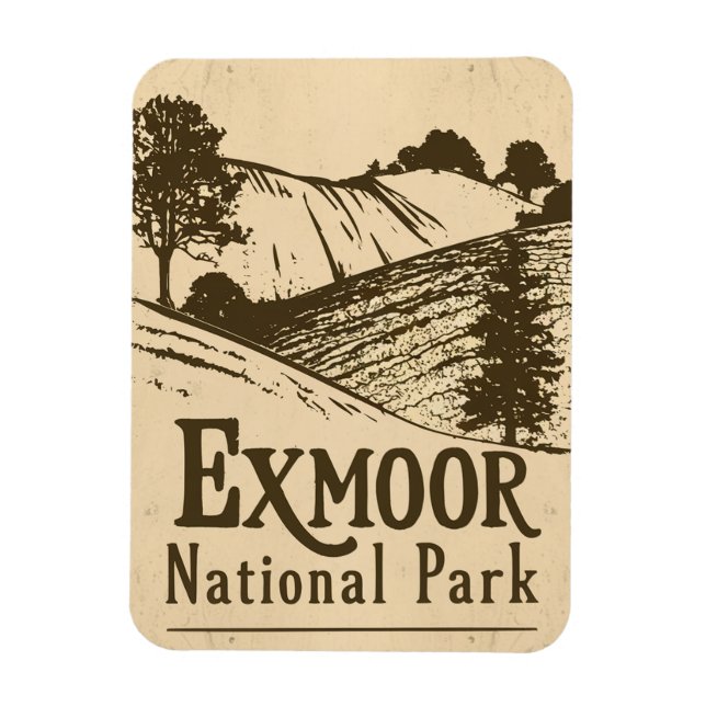 Imán Poster del Parque Nacional Retro Exmoor (Vertical)