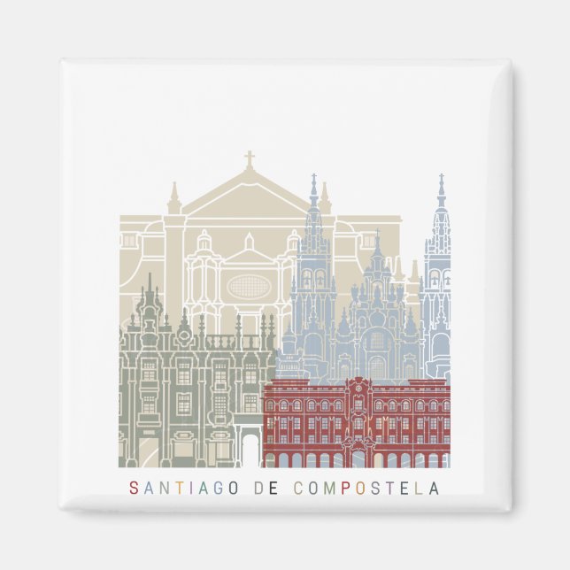 Imán Poster del perfil de Santiago de Compostela (Frente)