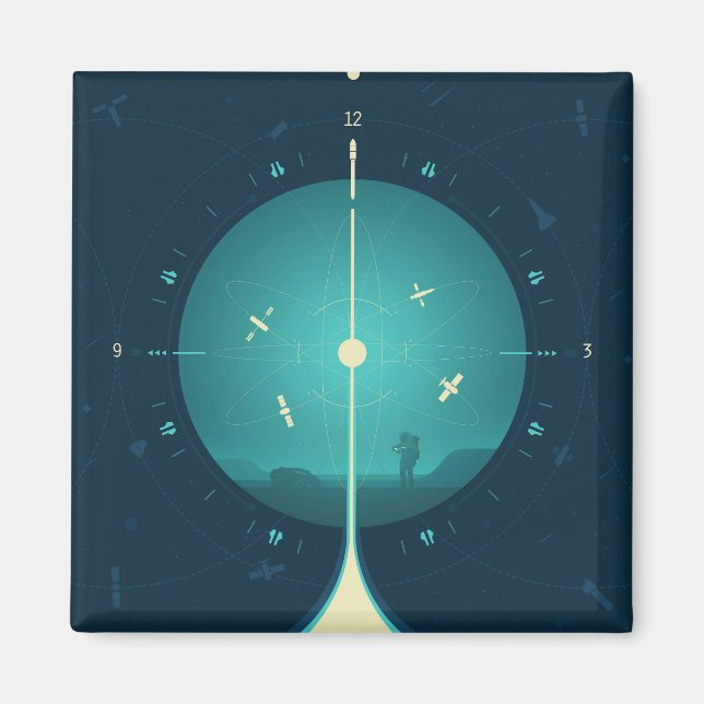 Imán Poster del reloj atómico del espacio profundo, ver (Frente)