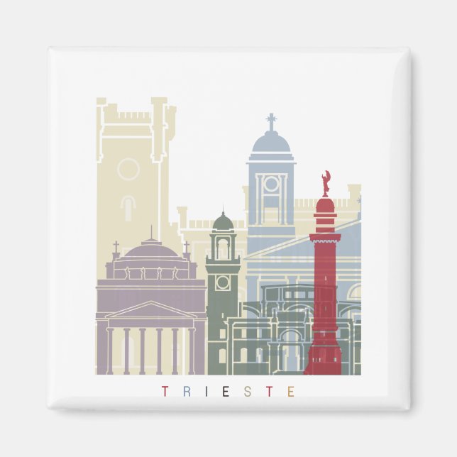 Imán Poster del skyline de Trieste (Frente)