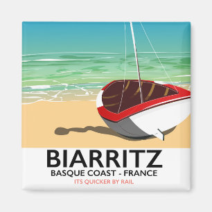 Imán Poster del viaje de la playa de Biarritz Francia