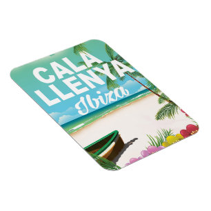 Imán poster del viaje de la playa del ibiza del llenya