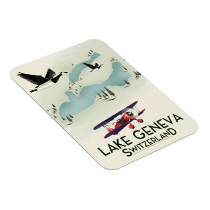 Imán poster del viaje del lago Lemán Suiza