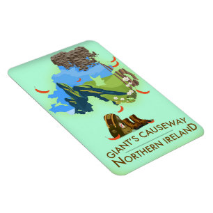 Imán Poster del viaje del mapa de Irlanda del Norte del