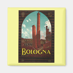 Imán Poster del viaje del vintage, Bolonia, Italia