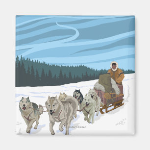 Imán Poster del viaje del vintage de AlaskaDogsledding