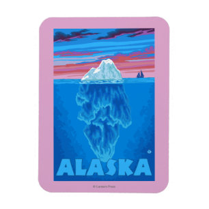 Imán Poster del viaje del vintage de AlaskaIceberg