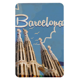 Imán Poster del viaje del vintage de Barcelona