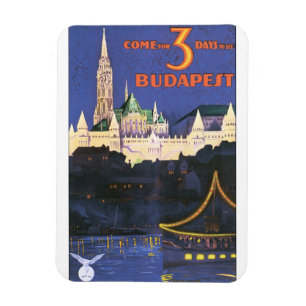 Imán Poster del viaje del vintage de Budapest