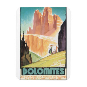 Imán Poster del viaje del vintage de las dolomías
