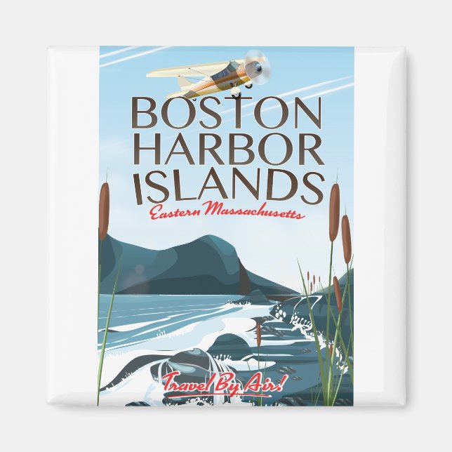 Imán Poster del vuelo de Boston Harbour Massachusetts (Frente)
