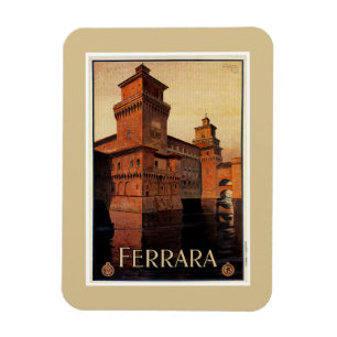 Imán Poster italiano del viaje de Ferrara del vintage