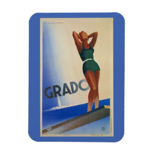 Imán Poster italiano del viaje de Grado del vintage