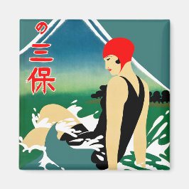 Imán Poster japonés de turismo de viajes Chica Art Deco