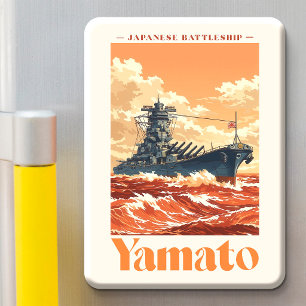 Imán Póster marítimo vintage del acorazado japonés Yama