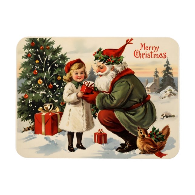 Imán Poster navideño vintage (Horizontal)