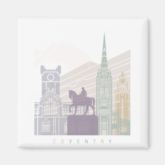 IMÁN POSTER PASTEL DE COVENTRY SKYLINE (Frente)