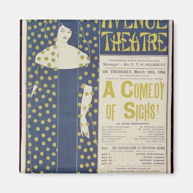 Imán Poster publicitando una comedia de suspiros (Frente)