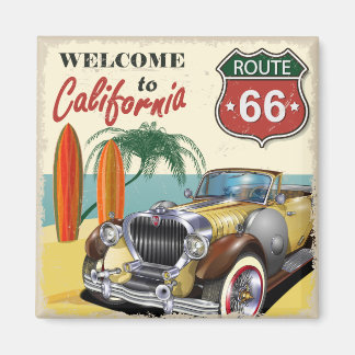 Imán Poster retro de la ruta 66 "Bienvenido a Californi
