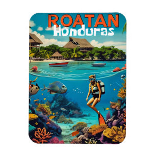 Imán Poster retro de viajes de cosecha de Honduras