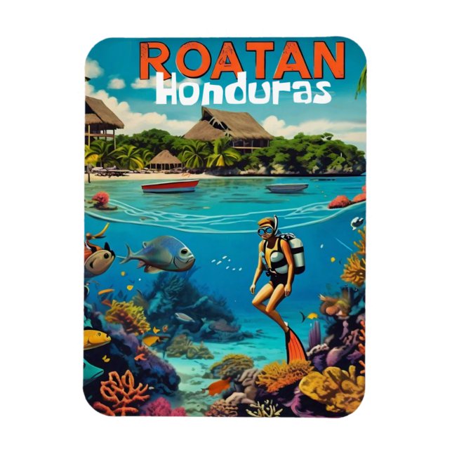 Imán Poster retro de viajes de cosecha de Honduras (Vertical)