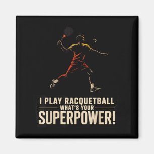 Imán Póster retro divertido de superpoder de raquetbol 