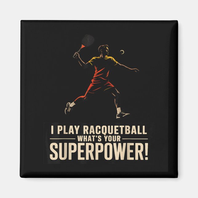 Imán Póster retro divertido de superpoder de raquetbol  (Frente)